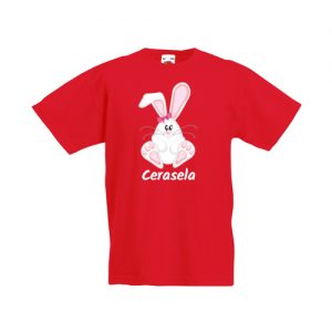 Tricou personalizat Iepuras cu funda roz pentru fetite